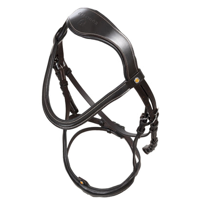 Cabezada inglesa con muserola de forma curva Equestro - Marrón oscuro