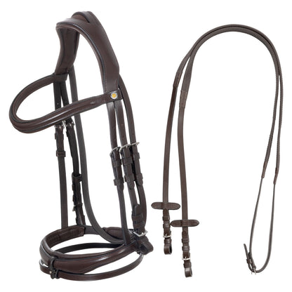 Brida de filete con frontal ancho y en forma Equestro - Marrón oscuro