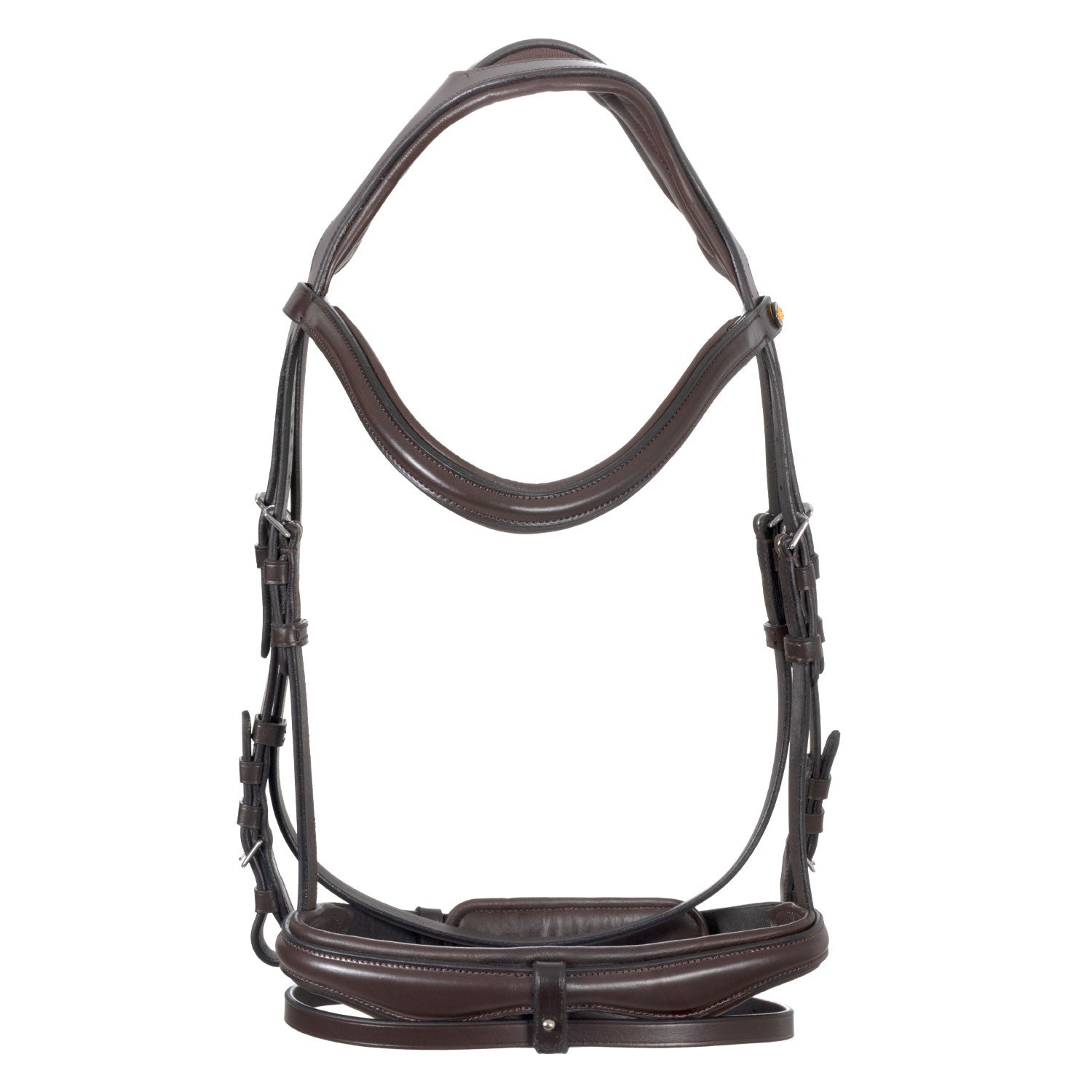 Brida de filete con frontal ancho y en forma Equestro - Marrón oscuro