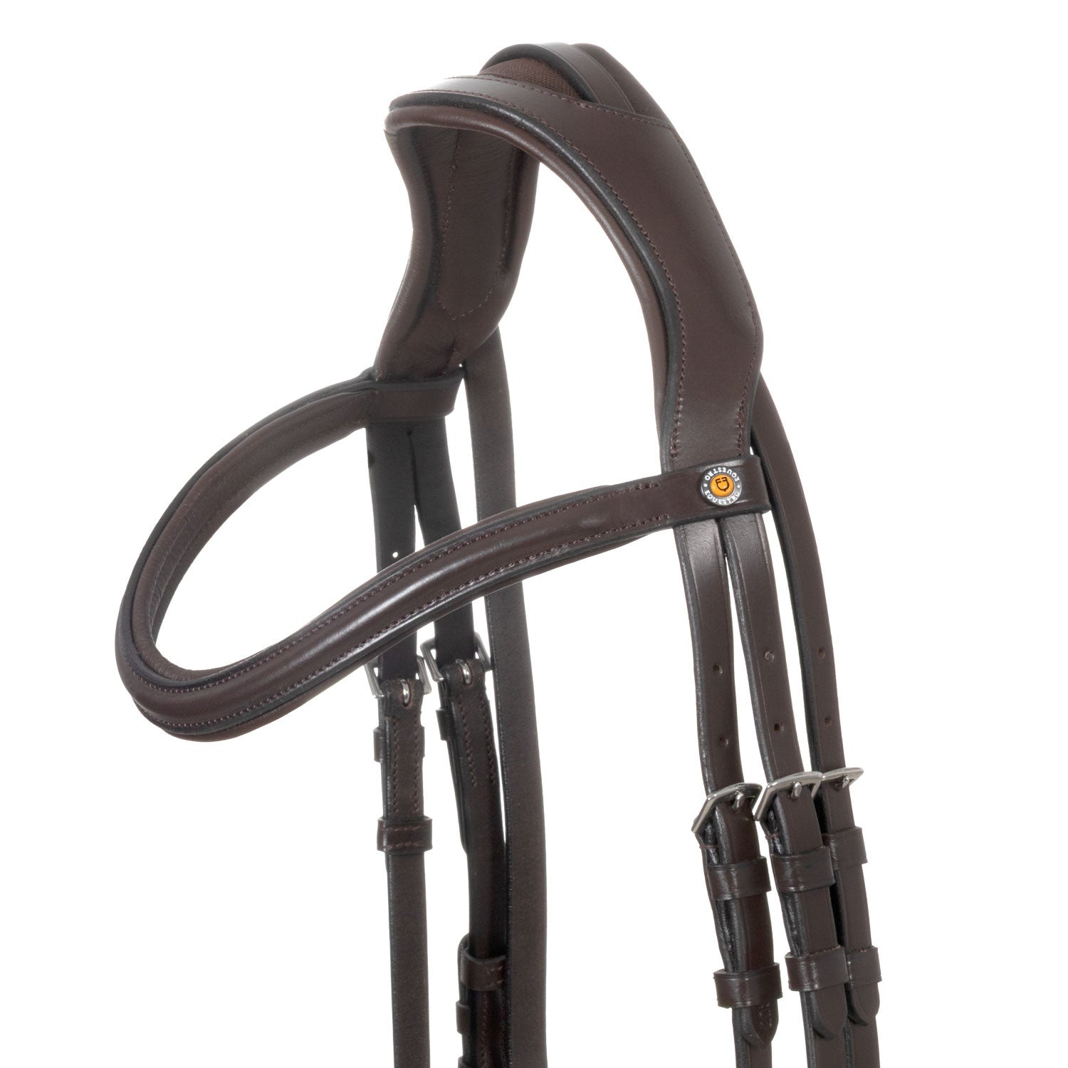Brida de filete con frontal ancho y en forma Equestro - Marrón oscuro