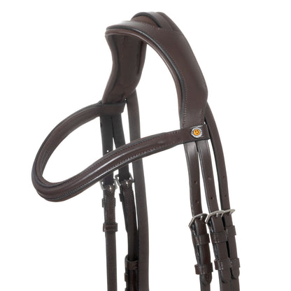 Brida de filete con frontal ancho y en forma Equestro - Marrón oscuro