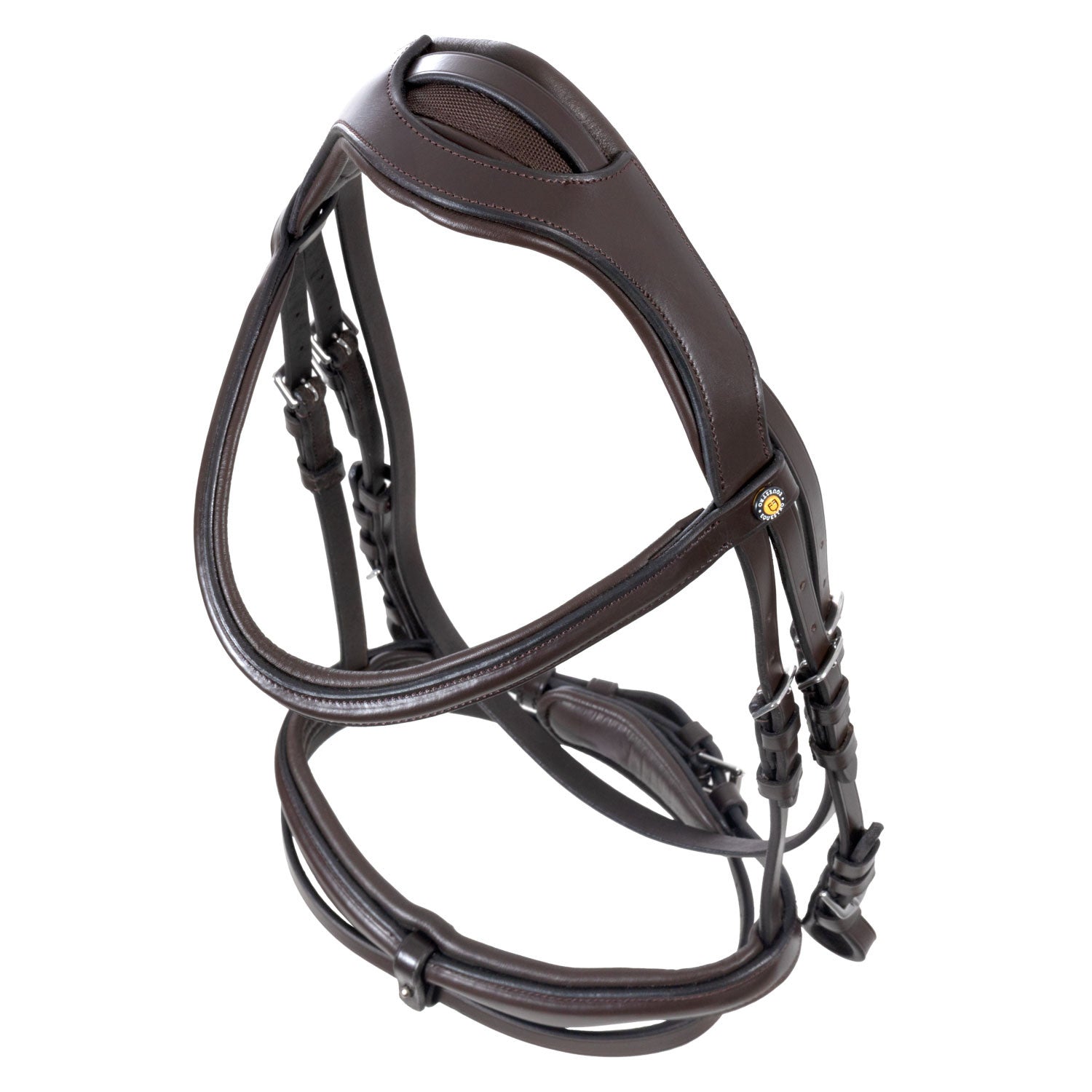 Brida de filete con frontal ancho y en forma Equestro - Marrón oscuro