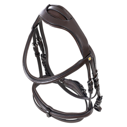 Brida de filete con frontal ancho y en forma Equestro - Marrón oscuro