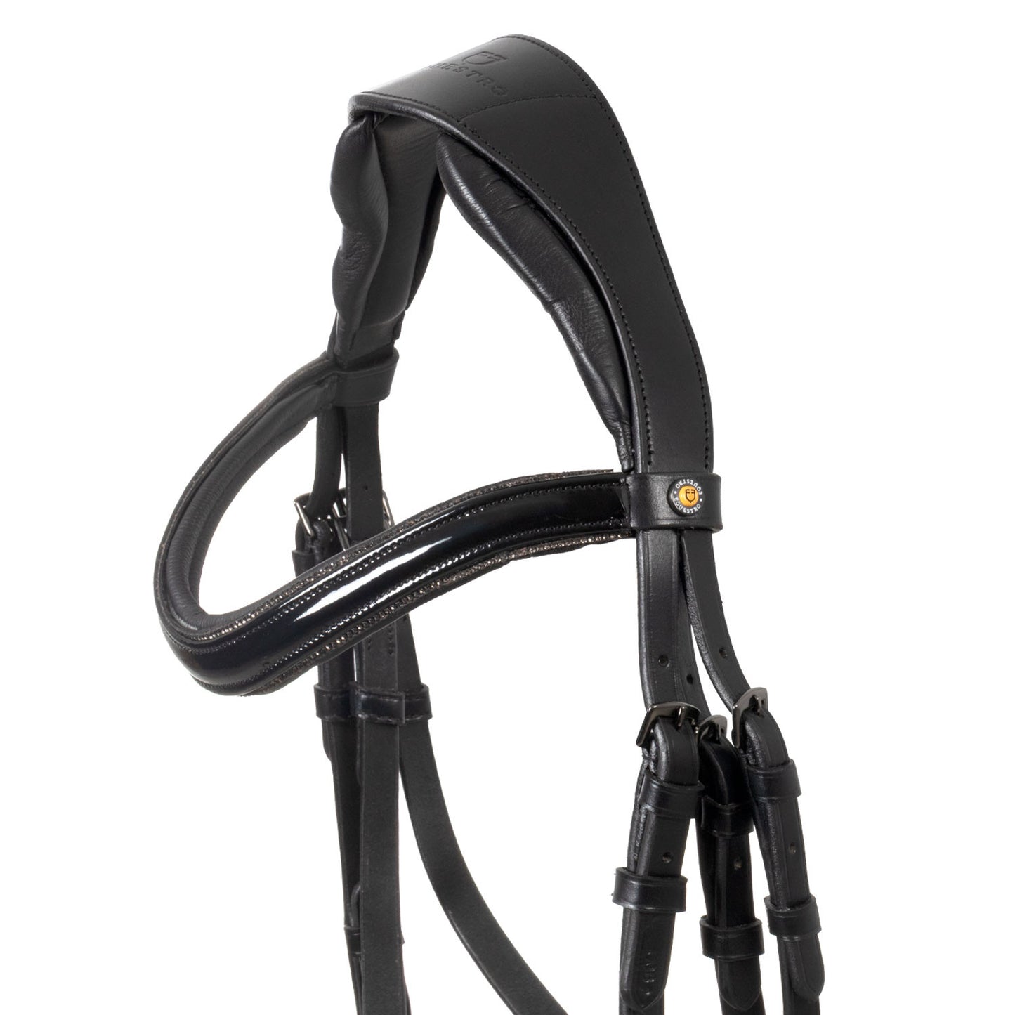 Filete anatómico curvado con frontalera formada Equestro - Negro