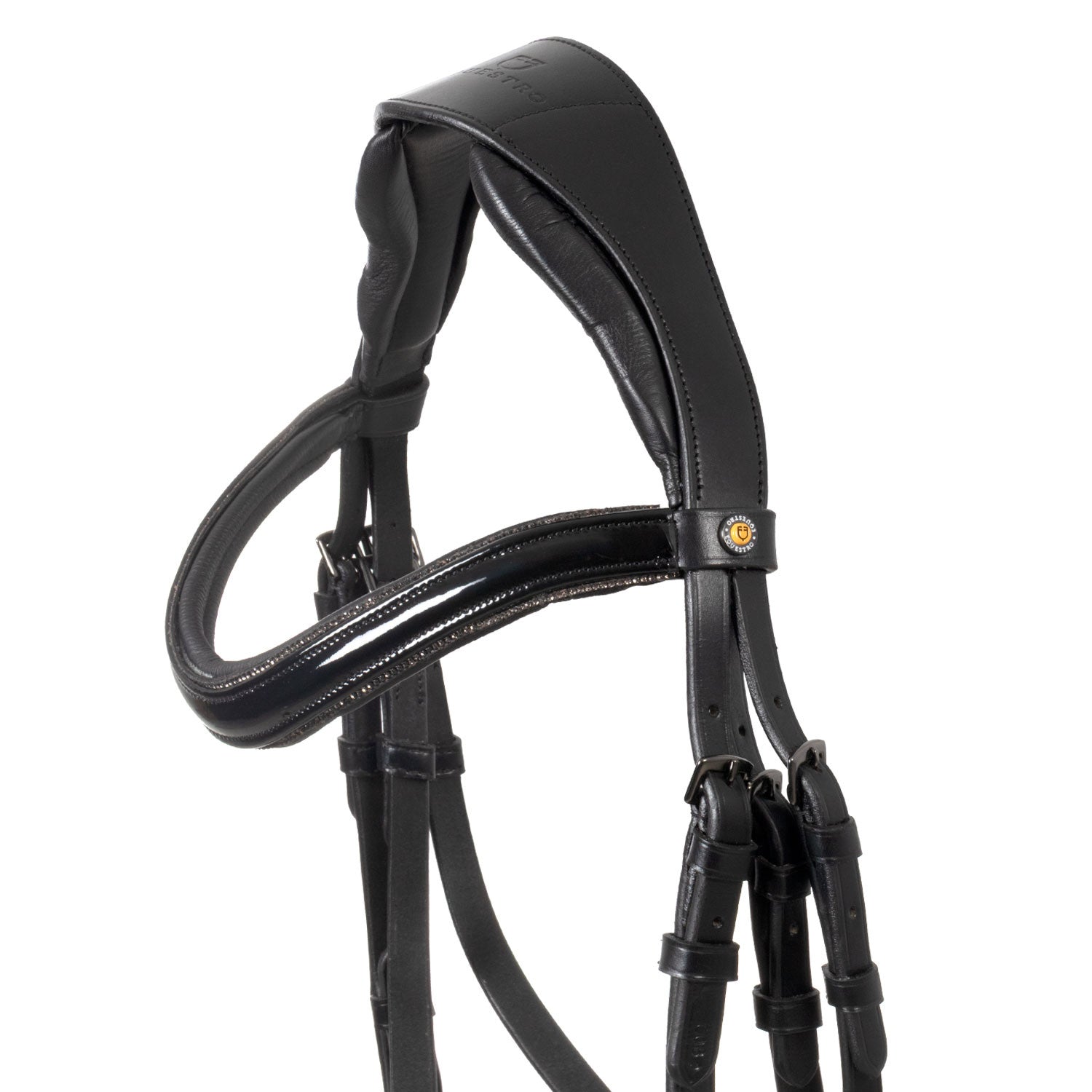 Filete anatómico curvado con frontalera formada Equestro - Negro
