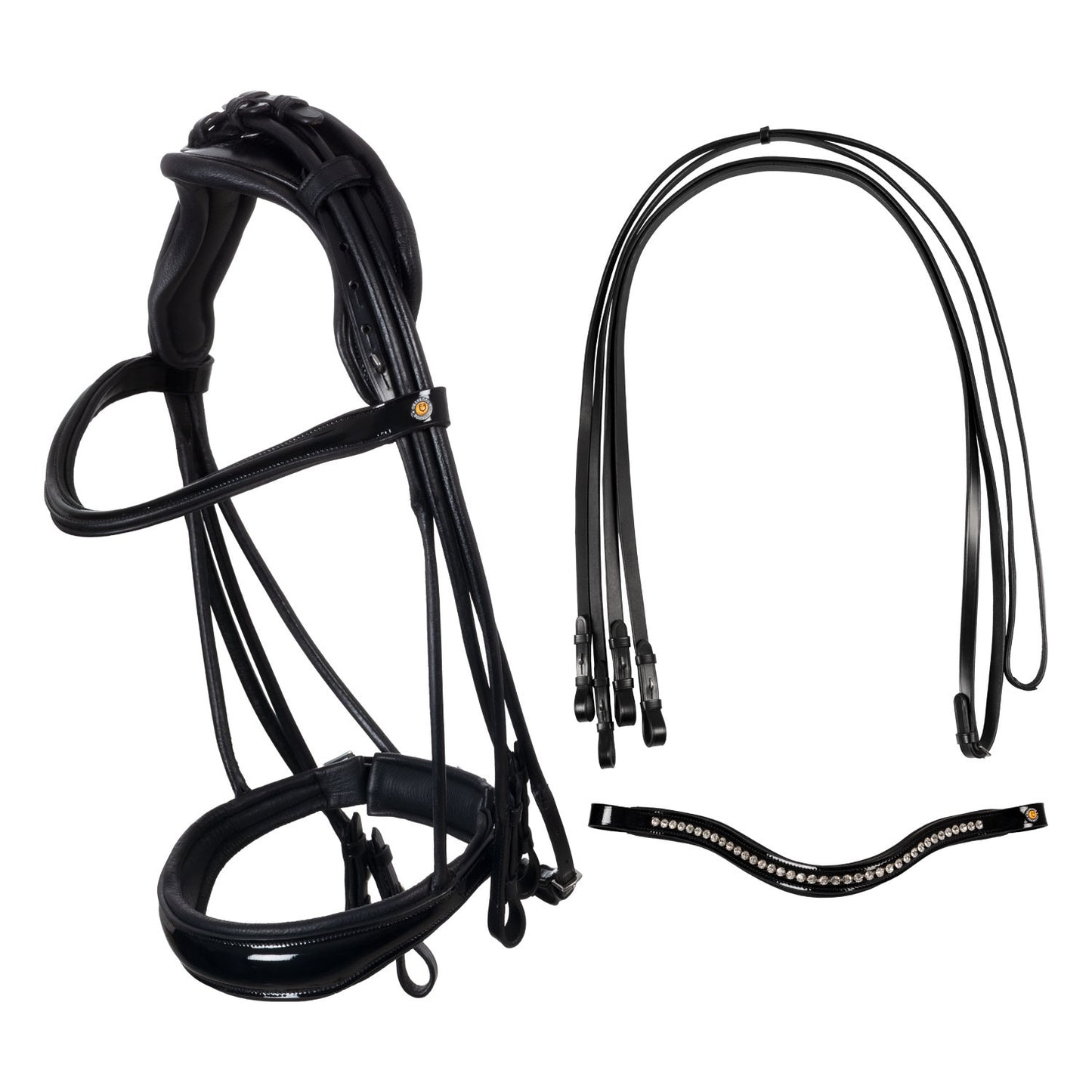 Brida anatómica de doma enrollada de cuero Equestro