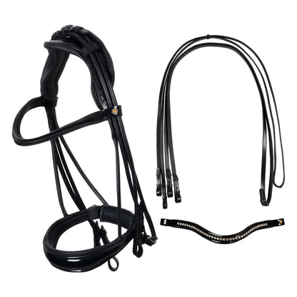 Brida anatómica de doma enrollada de cuero Equestro