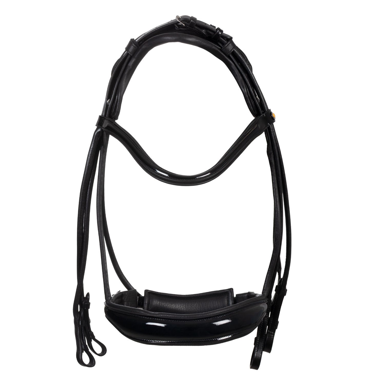 Brida anatómica de doma enrollada de cuero Equestro - Negro