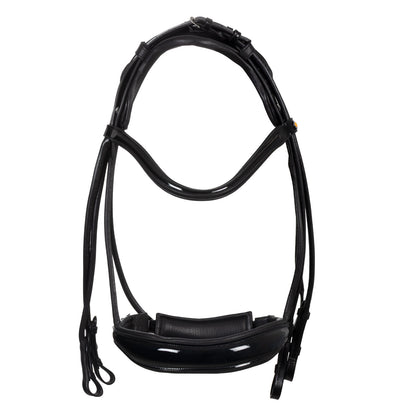 Brida anatómica de doma enrollada de cuero Equestro - Negro