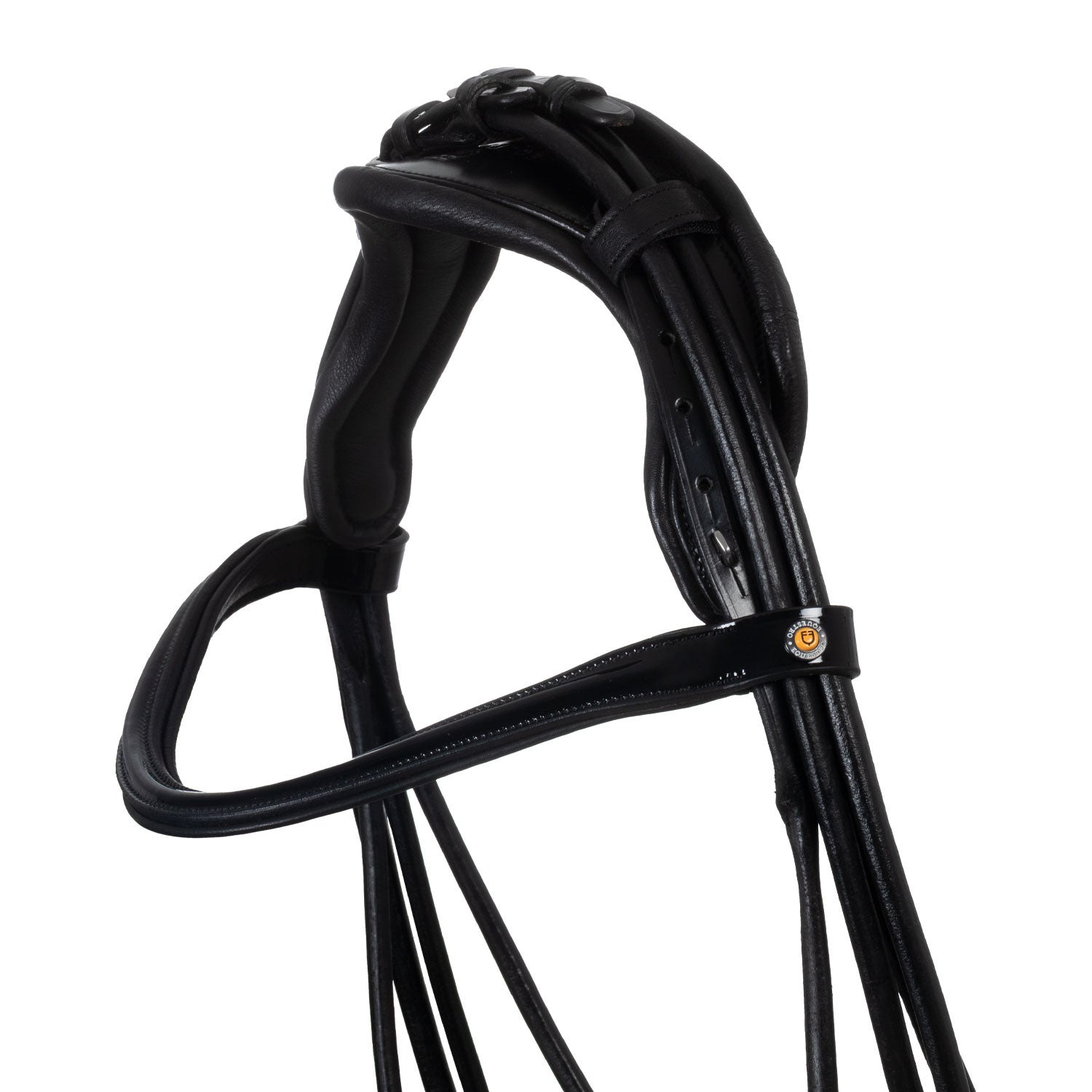 Brida anatómica de doma enrollada de cuero Equestro - Negro