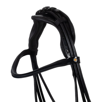 Brida anatómica de doma enrollada de cuero Equestro - Negro