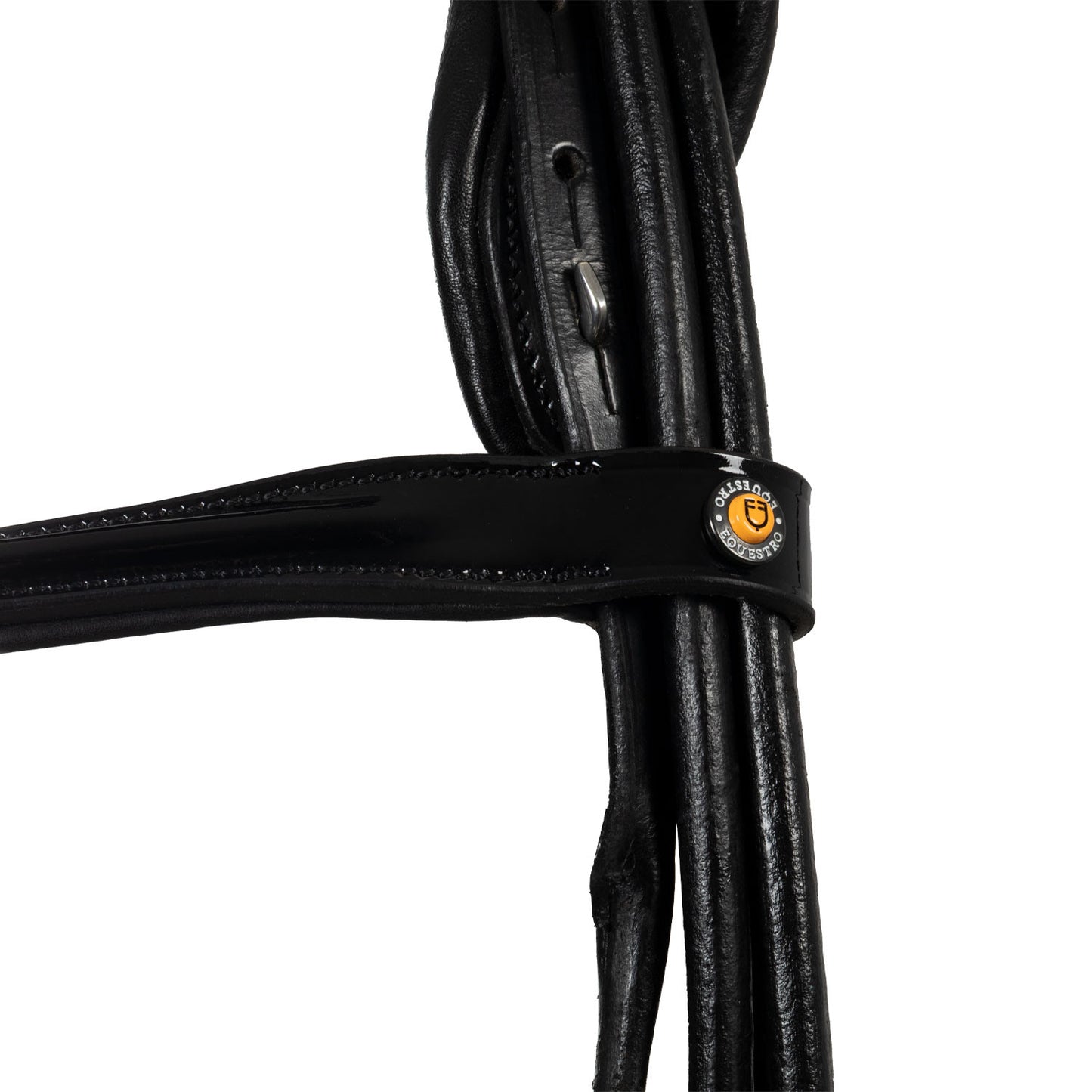 Brida anatómica de doma enrollada de cuero Equestro - Negro