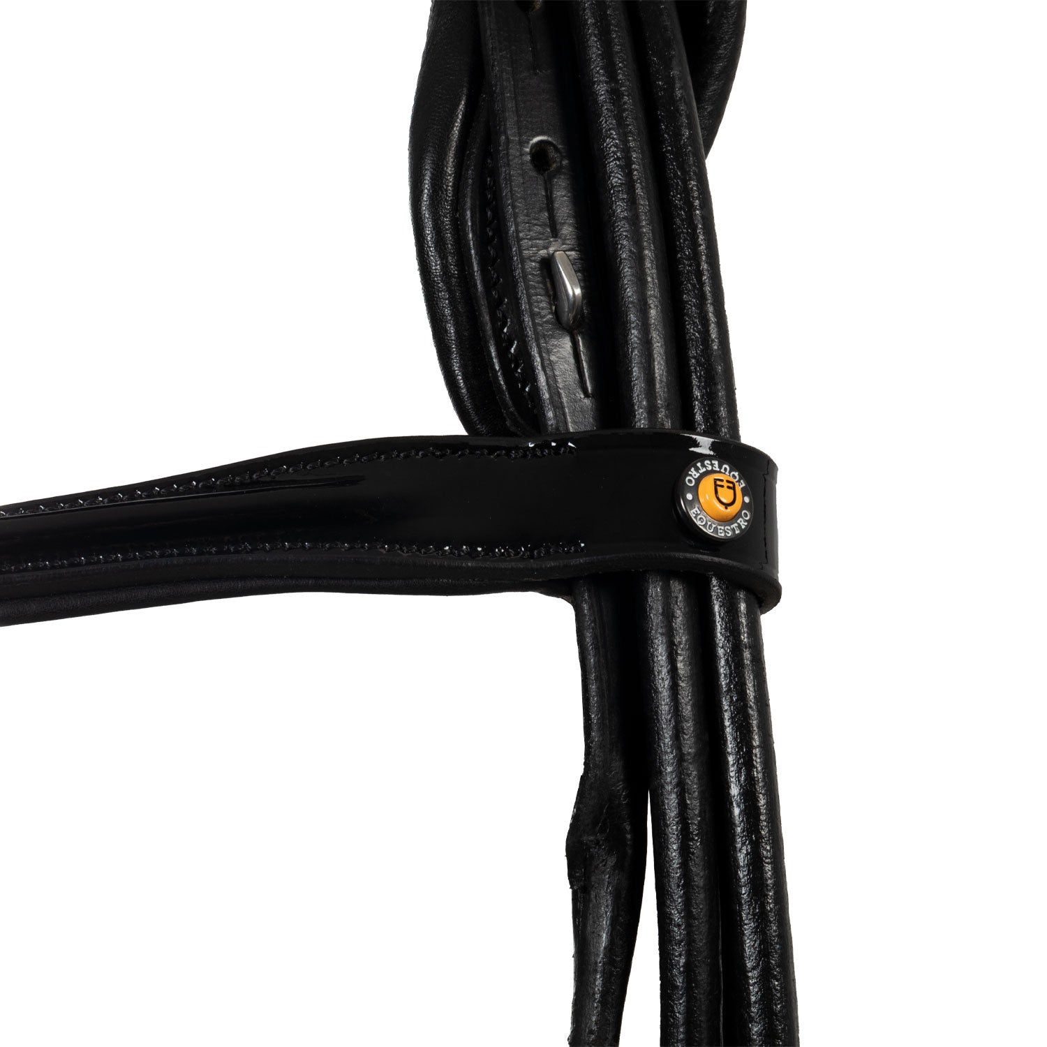 Brida anatómica de doma enrollada de cuero Equestro - Negro