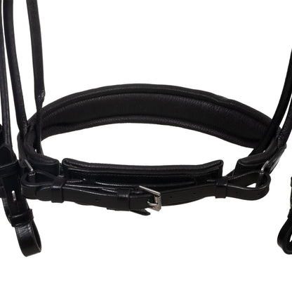Brida anatómica de doma enrollada de cuero Equestro - Negro