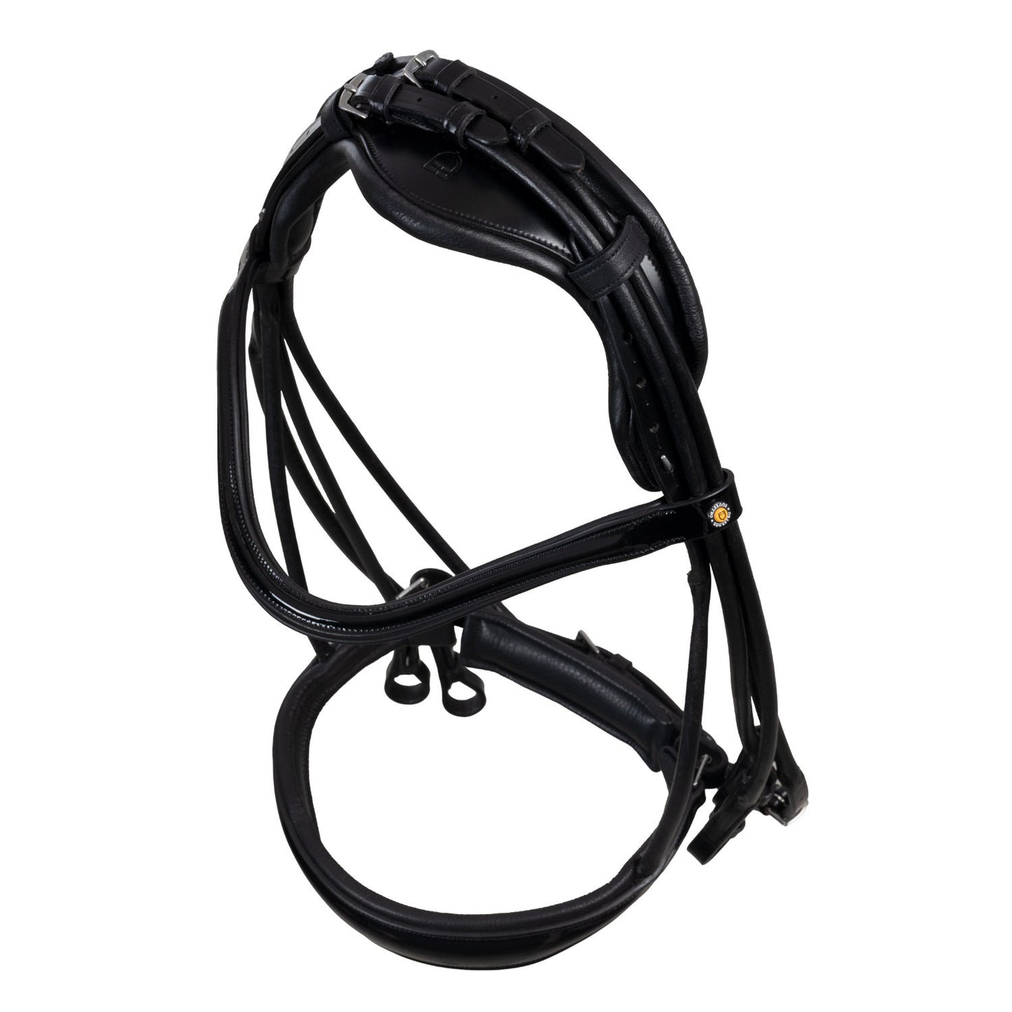 Brida anatómica de doma enrollada de cuero Equestro - Negro