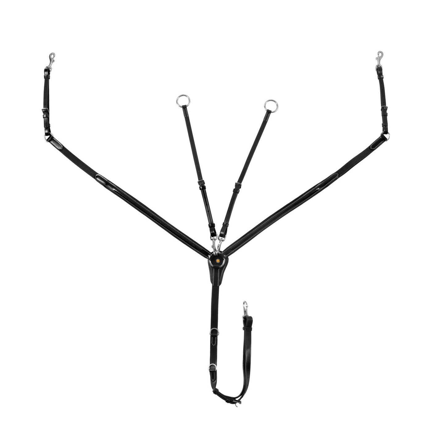 Pechera de cuero con insertos elásticos y martingala desmontable Equestro - Negro