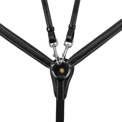 Pechera de cuero con insertos elásticos y martingala desmontable Equestro - Negro