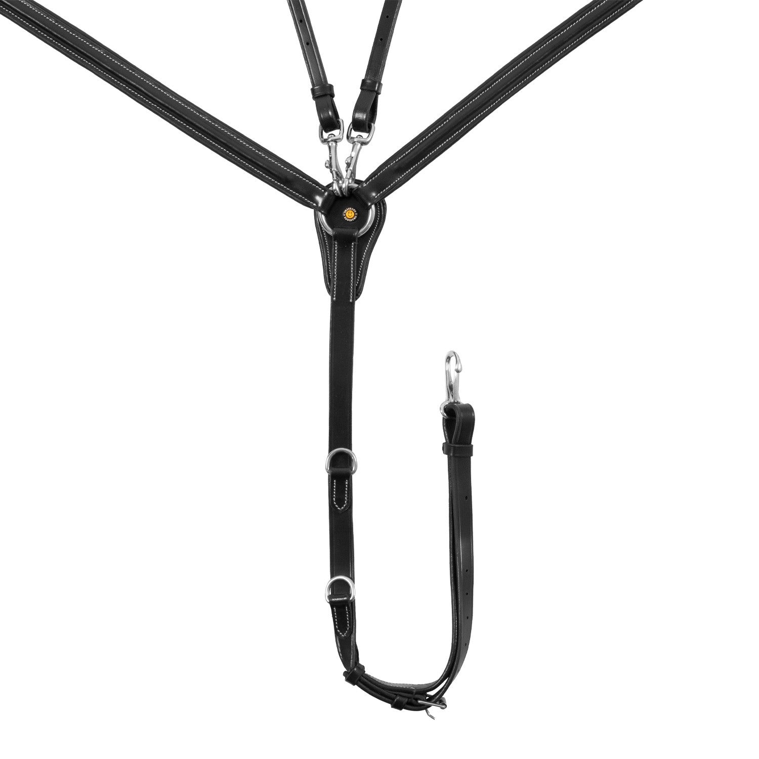 Pechera de cuero con insertos elásticos y martingala desmontable Equestro - Negro