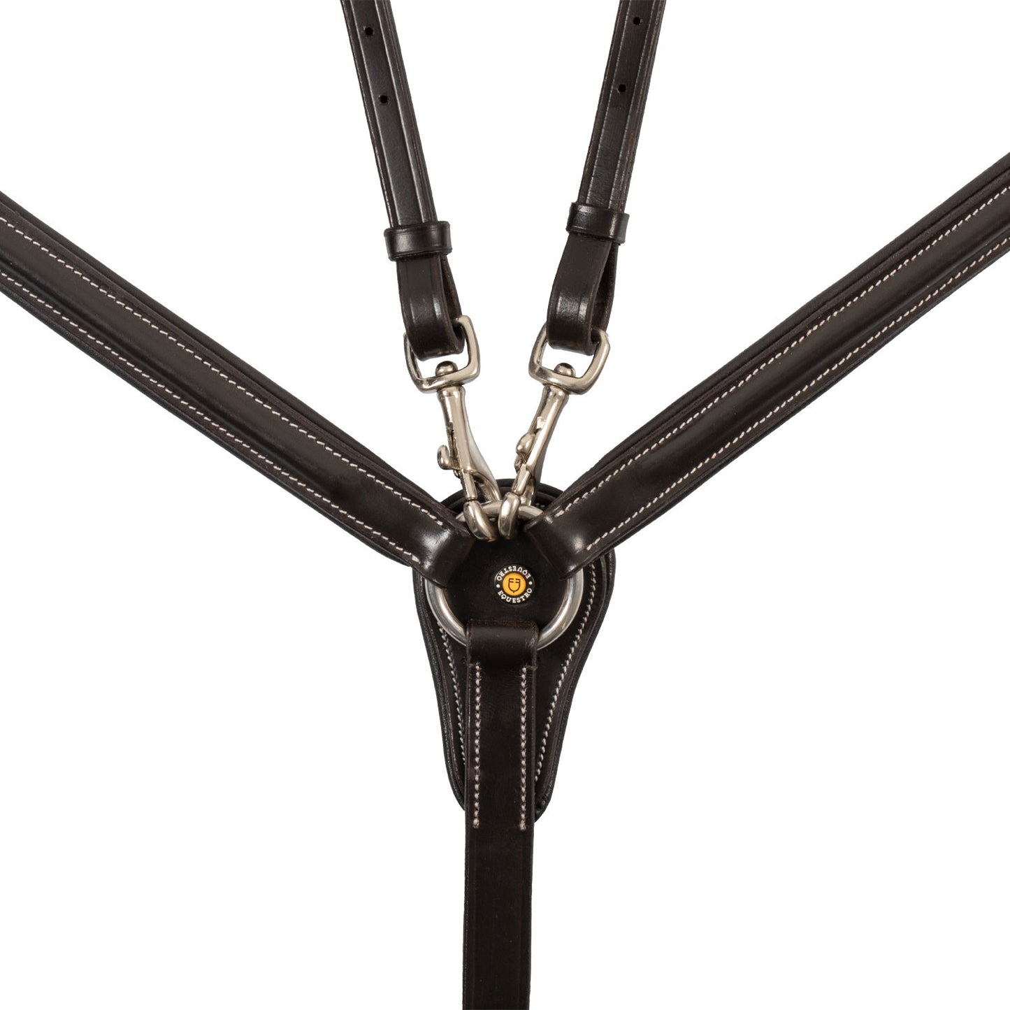 Pechera de cuero con insertos elásticos y martingala desmontable Equestro - Marrón oscuro