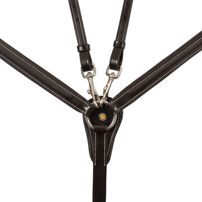 Pechera de cuero con insertos elásticos y martingala desmontable Equestro - Marrón oscuro