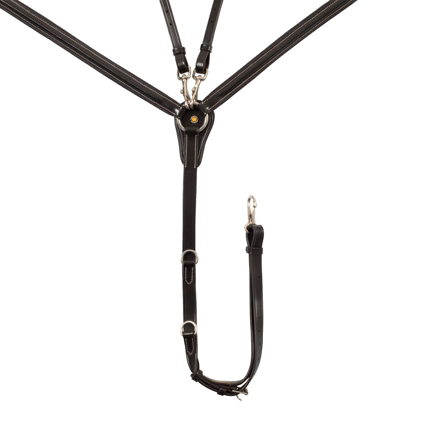 Pechera de cuero con insertos elásticos y martingala desmontable Equestro - Marrón oscuro