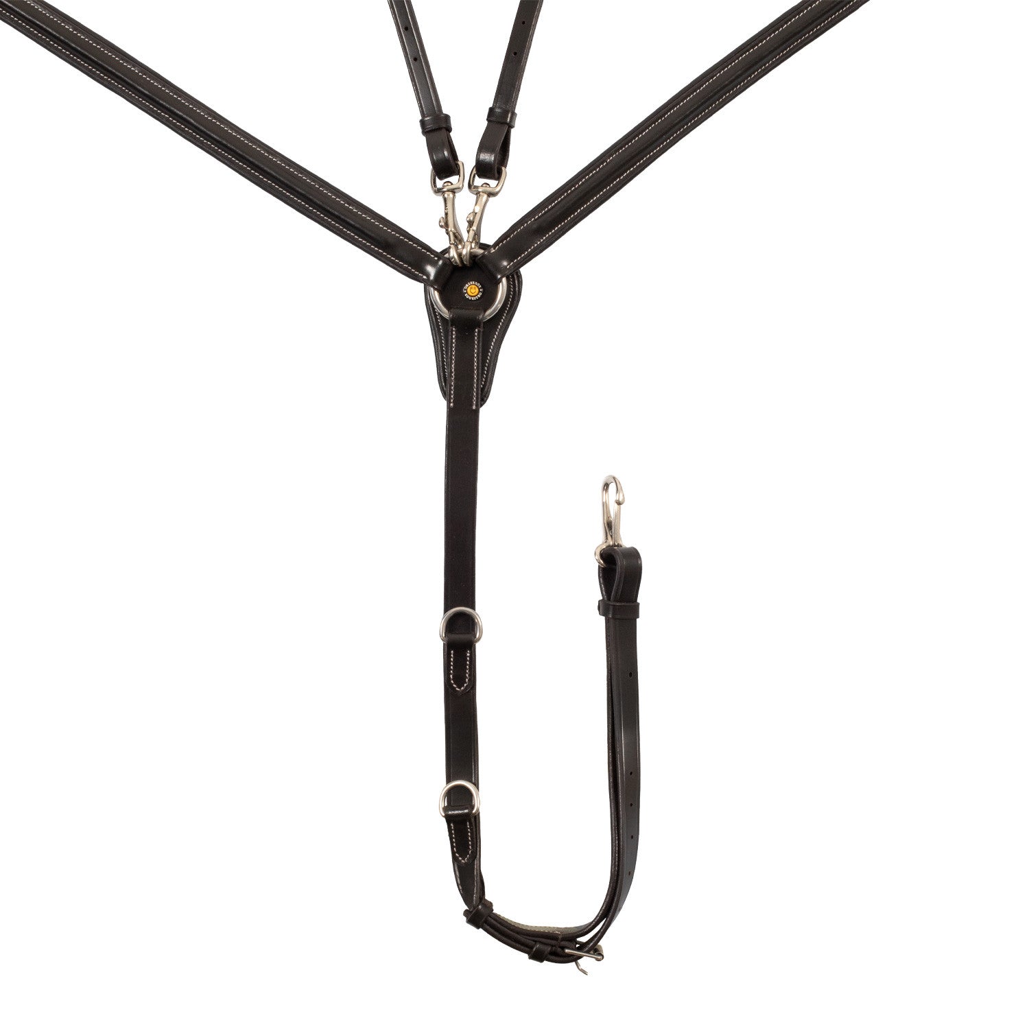 Pechera de cuero con insertos elásticos y martingala desmontable Equestro - Marrón oscuro