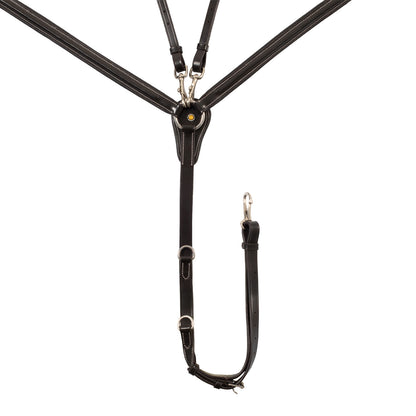 Pechera de cuero con insertos elásticos y martingala desmontable Equestro - Marrón oscuro