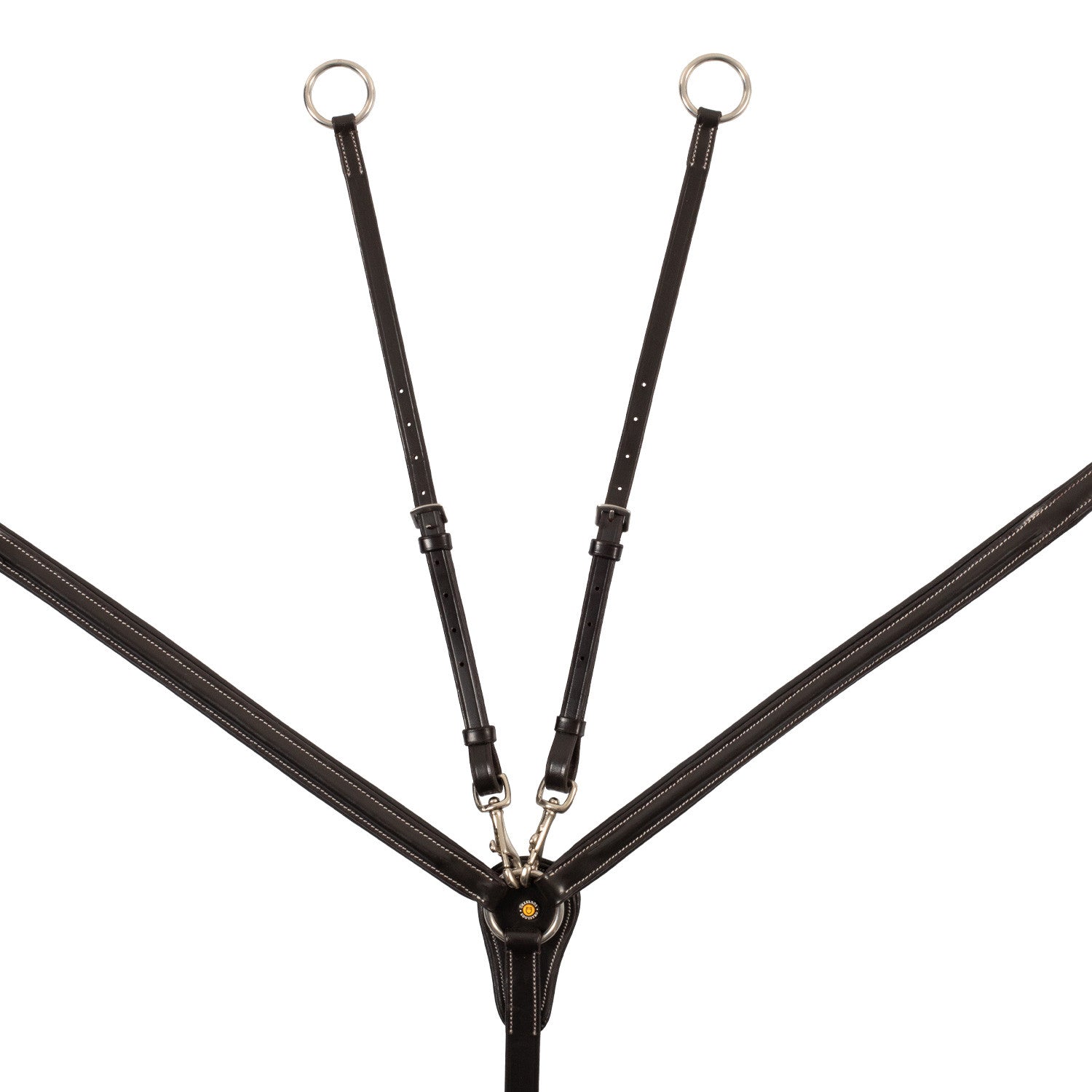 Pechera de cuero con insertos elásticos y martingala desmontable Equestro - Marrón oscuro