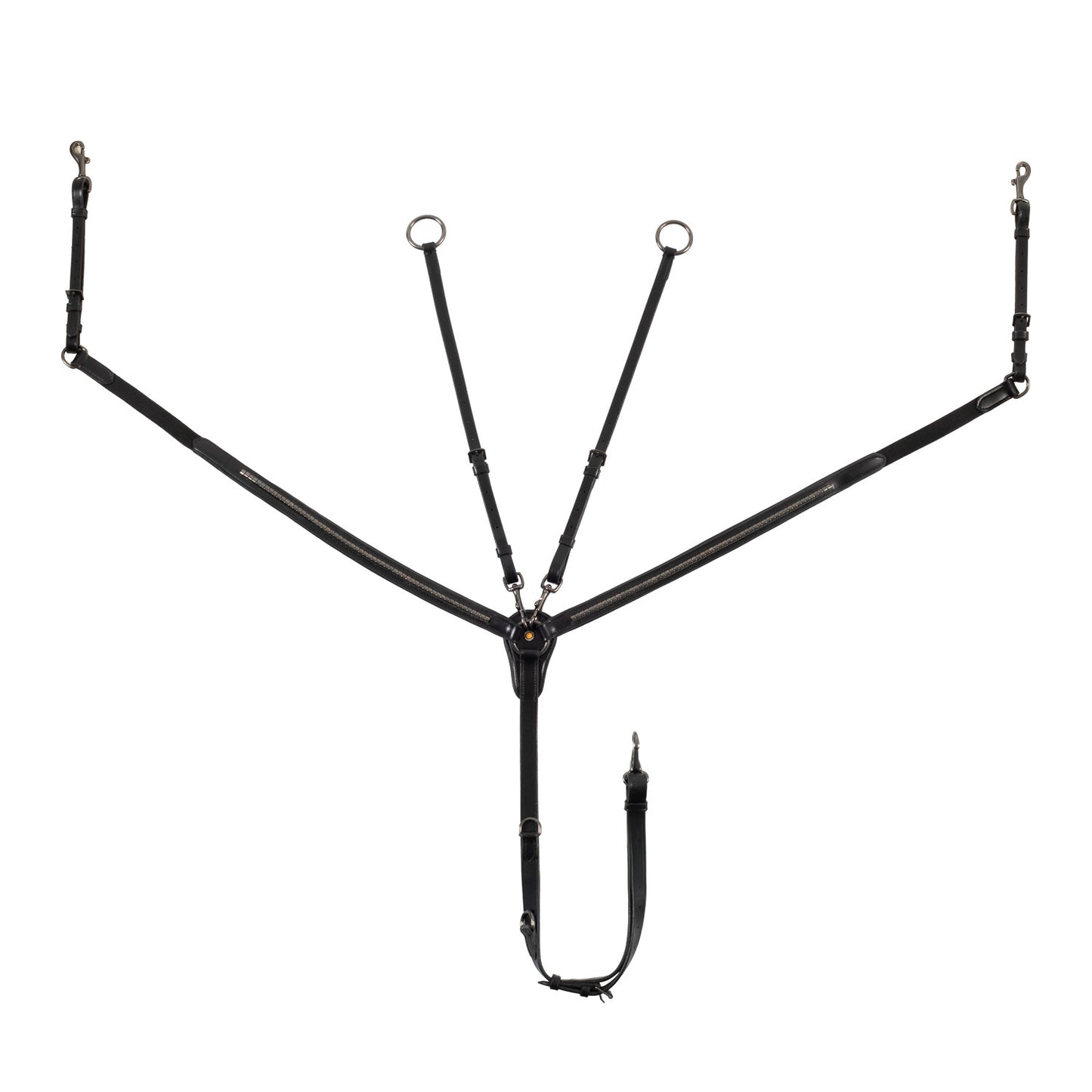 Pechopetral negro de cuero con martingala desmontable Equestro