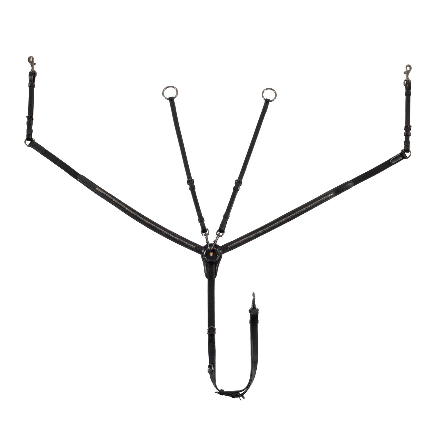 Pechopetral negro de cuero con martingala desmontable Equestro