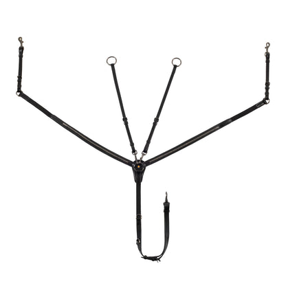 Pechopetral negro de cuero con martingala desmontable Equestro