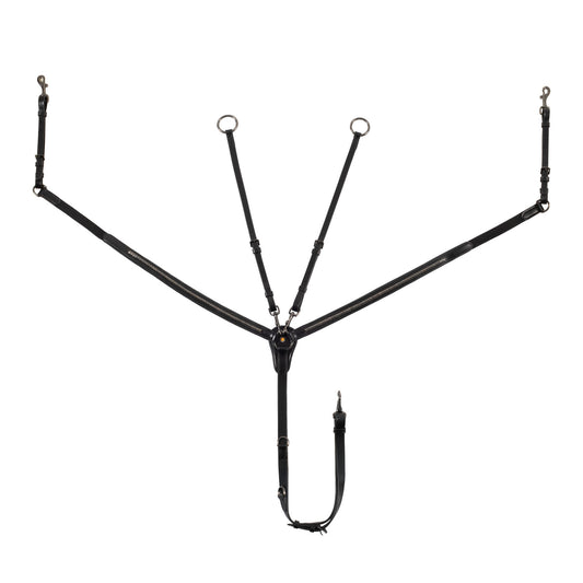 Pechopetral negro de cuero con martingala desmontable Equestro