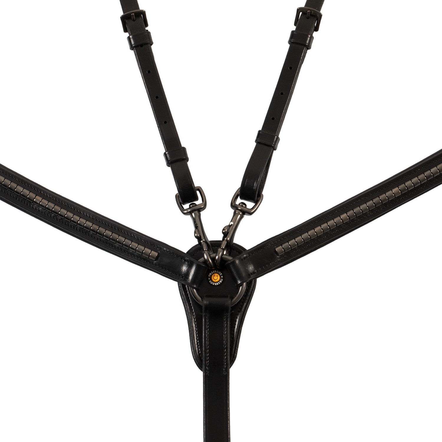 Pechopetral negro de cuero con martingala desmontable Equestro - Negro