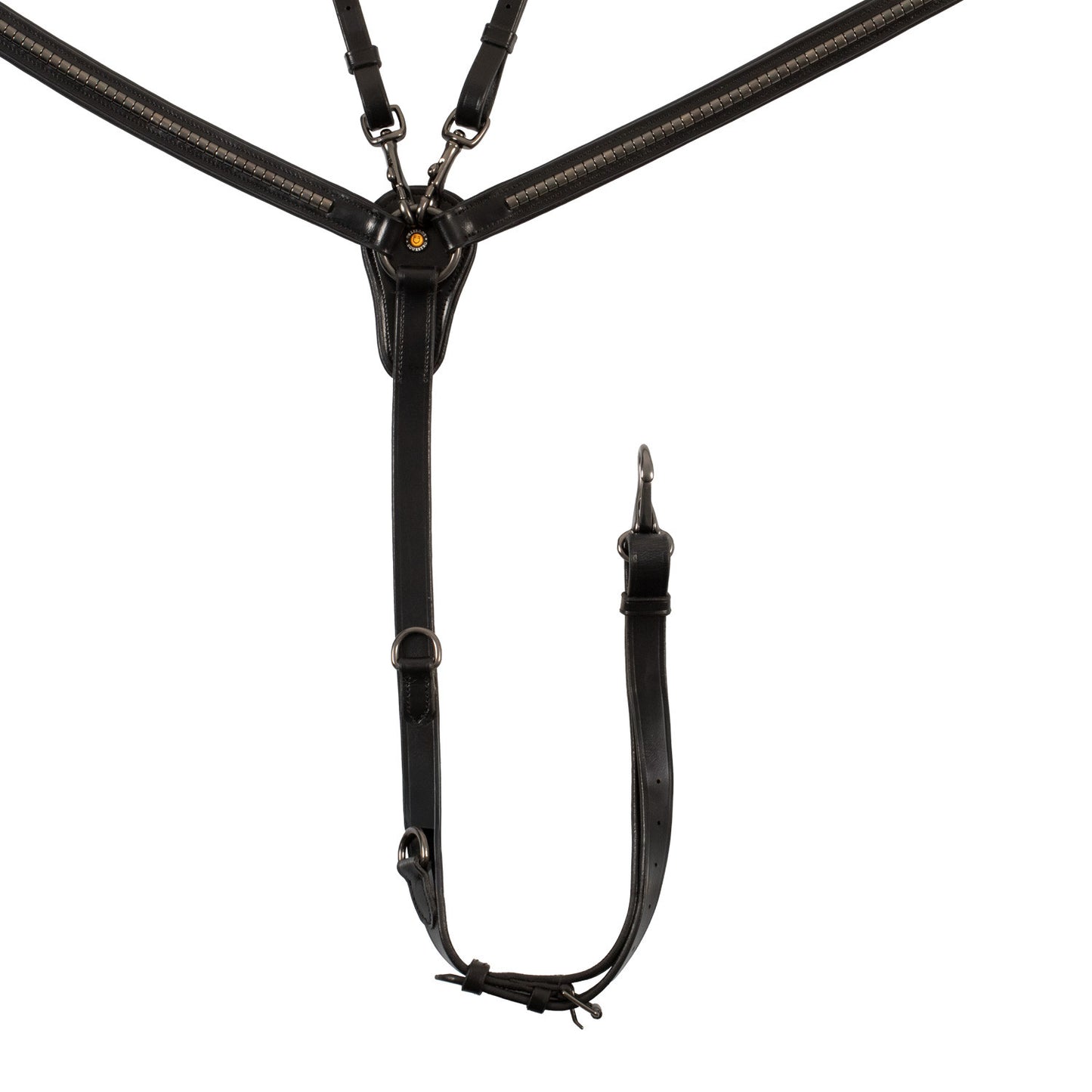 Pechopetral negro de cuero con martingala desmontable Equestro - Negro