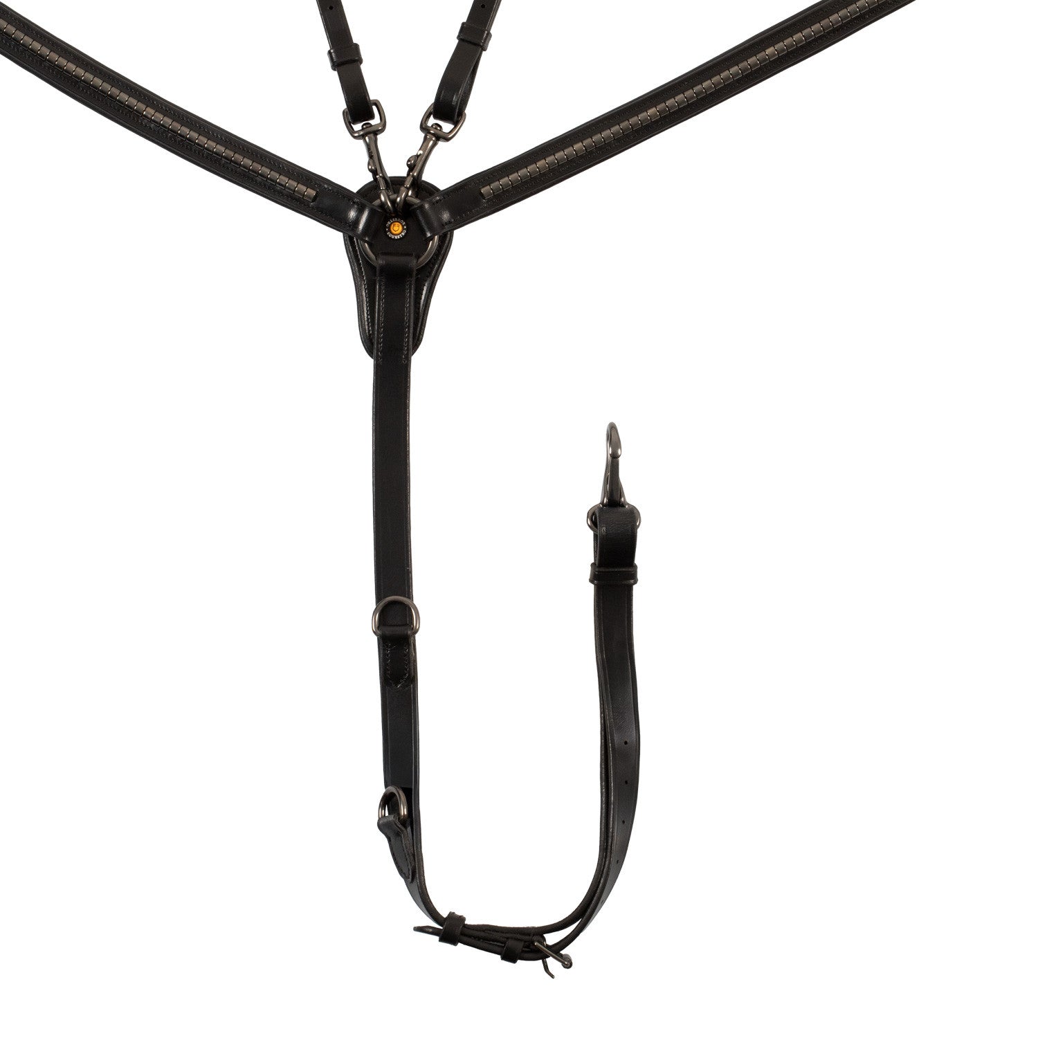 Pechopetral negro de cuero con martingala desmontable Equestro - Negro