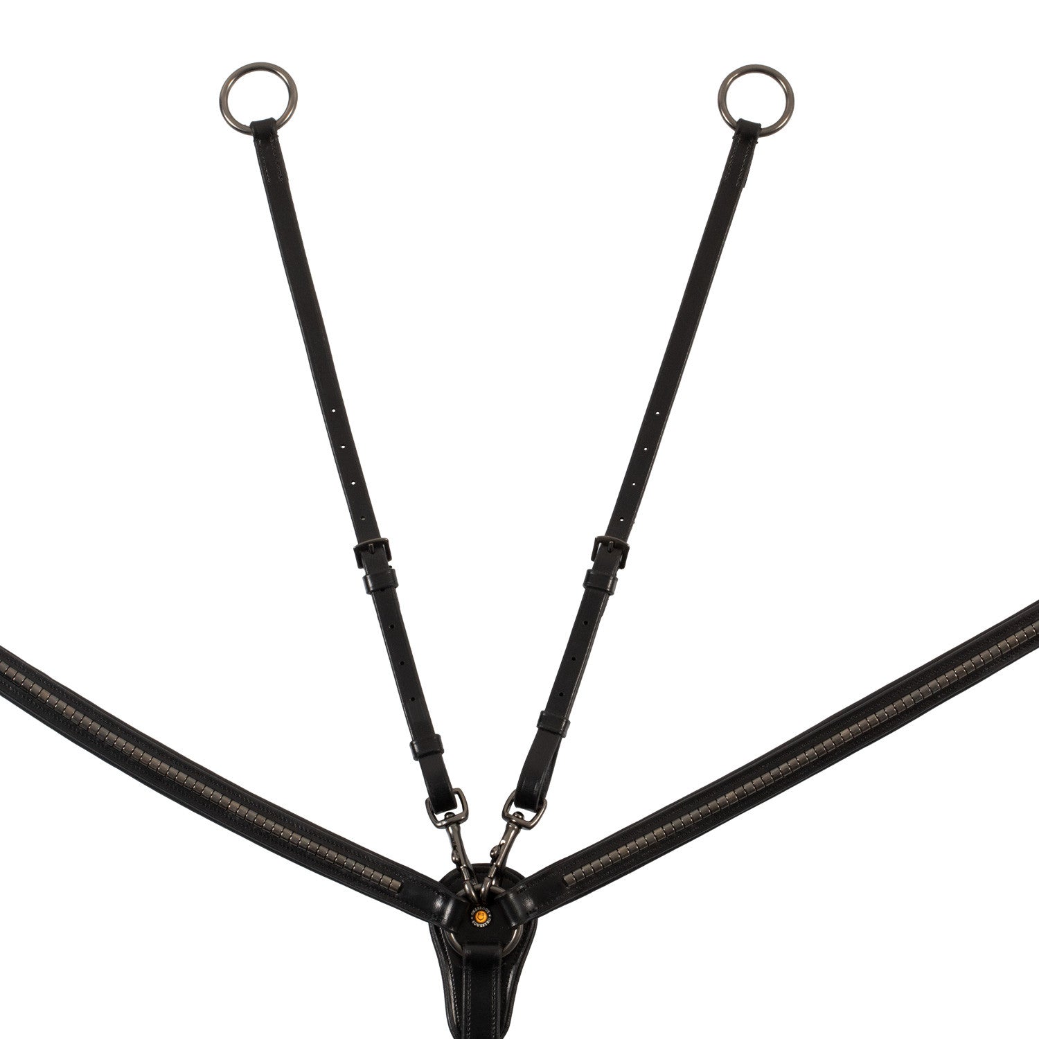 Pechopetral negro de cuero con martingala desmontable Equestro - Negro