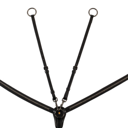 Pechopetral negro de cuero con martingala desmontable Equestro - Negro