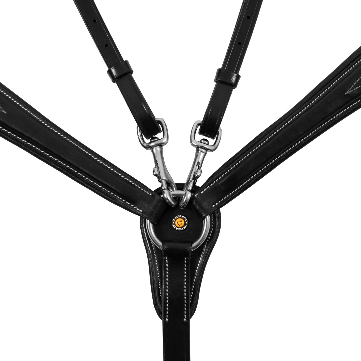 Pechopetral de cuero con costuras decorativas y martingala desmontable Equestro - Negro