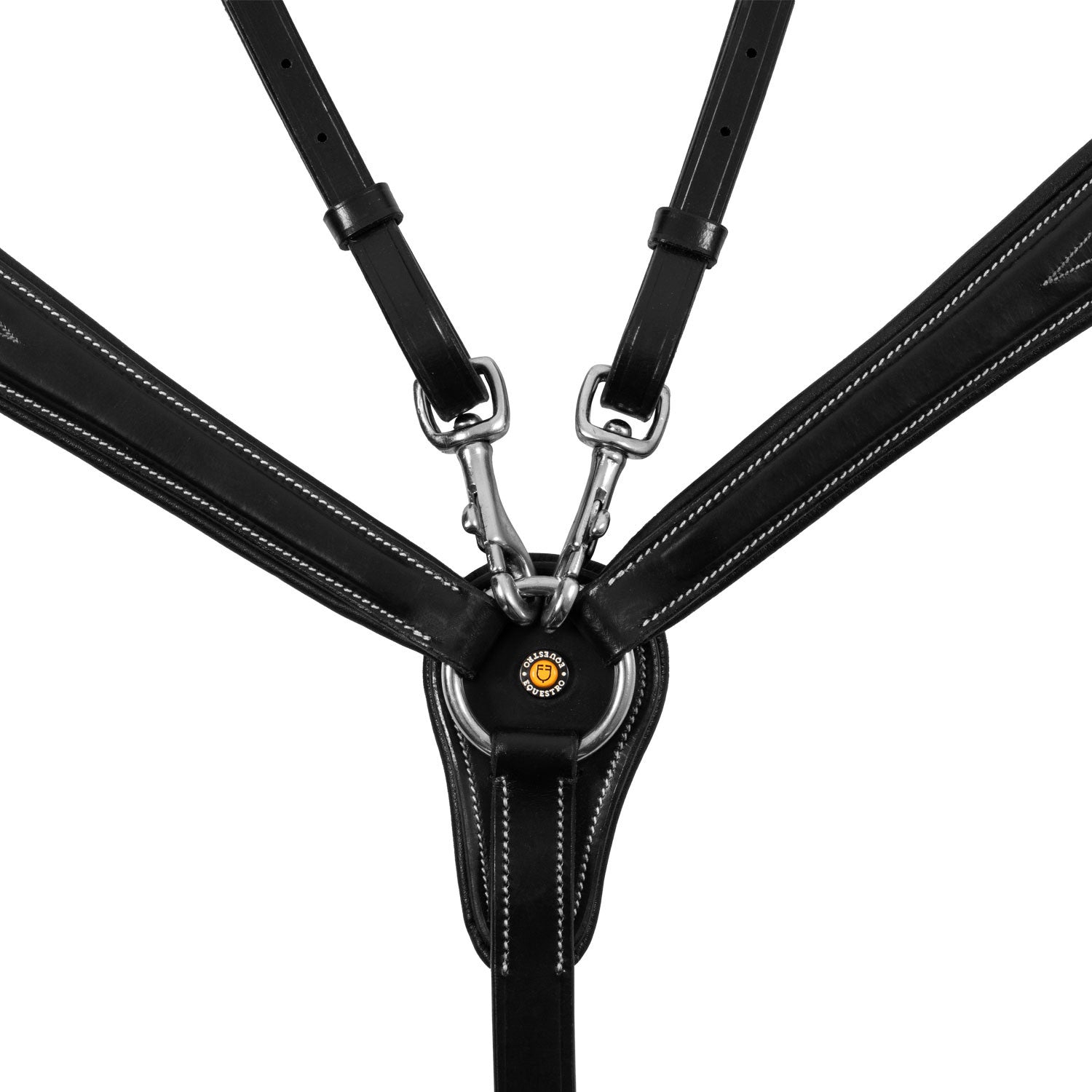 Pechopetral de cuero con costuras decorativas y martingala desmontable Equestro - Negro