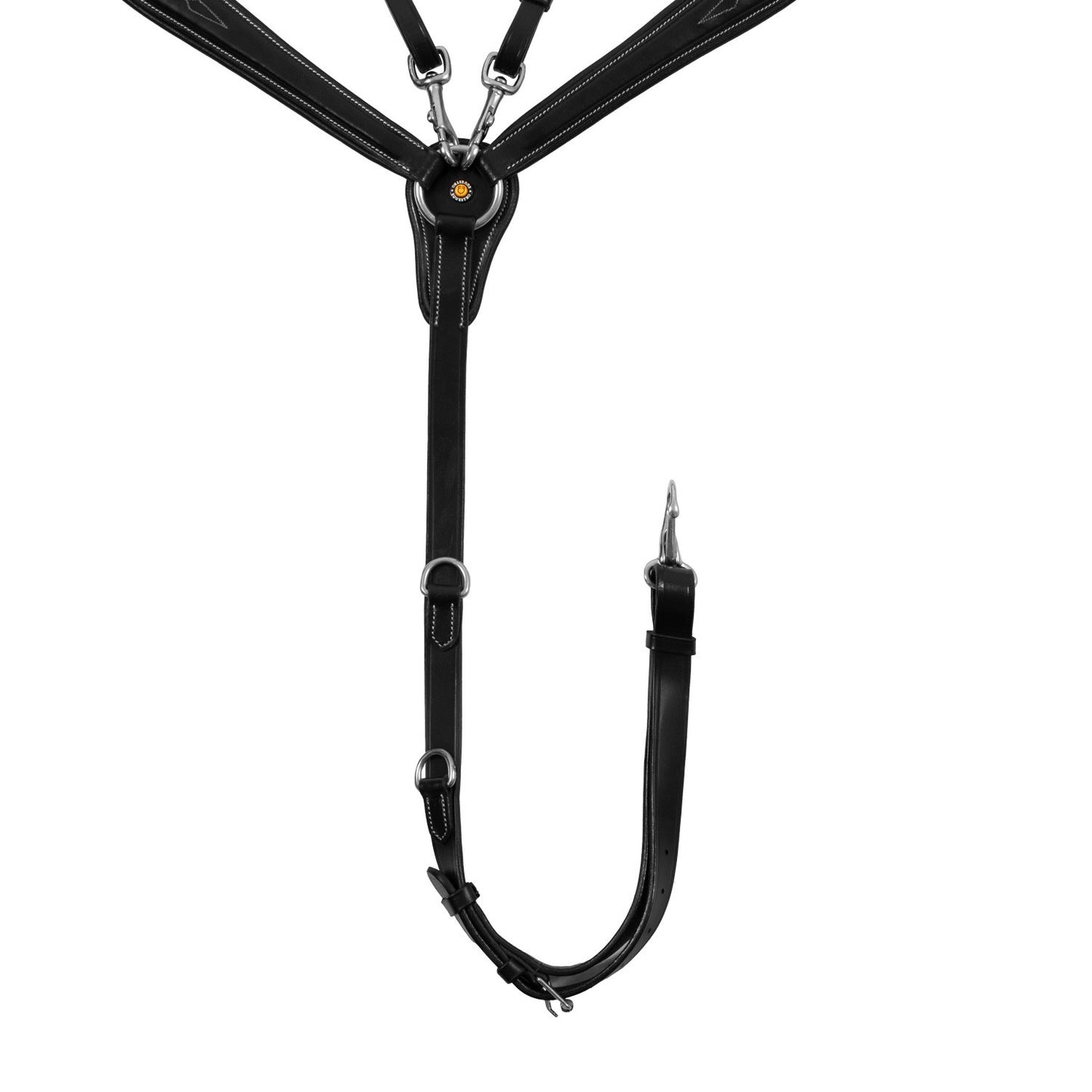 Pechopetral de cuero con costuras decorativas y martingala desmontable Equestro - Negro