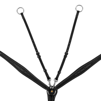 Pechopetral de cuero con costuras decorativas y martingala desmontable Equestro - Negro