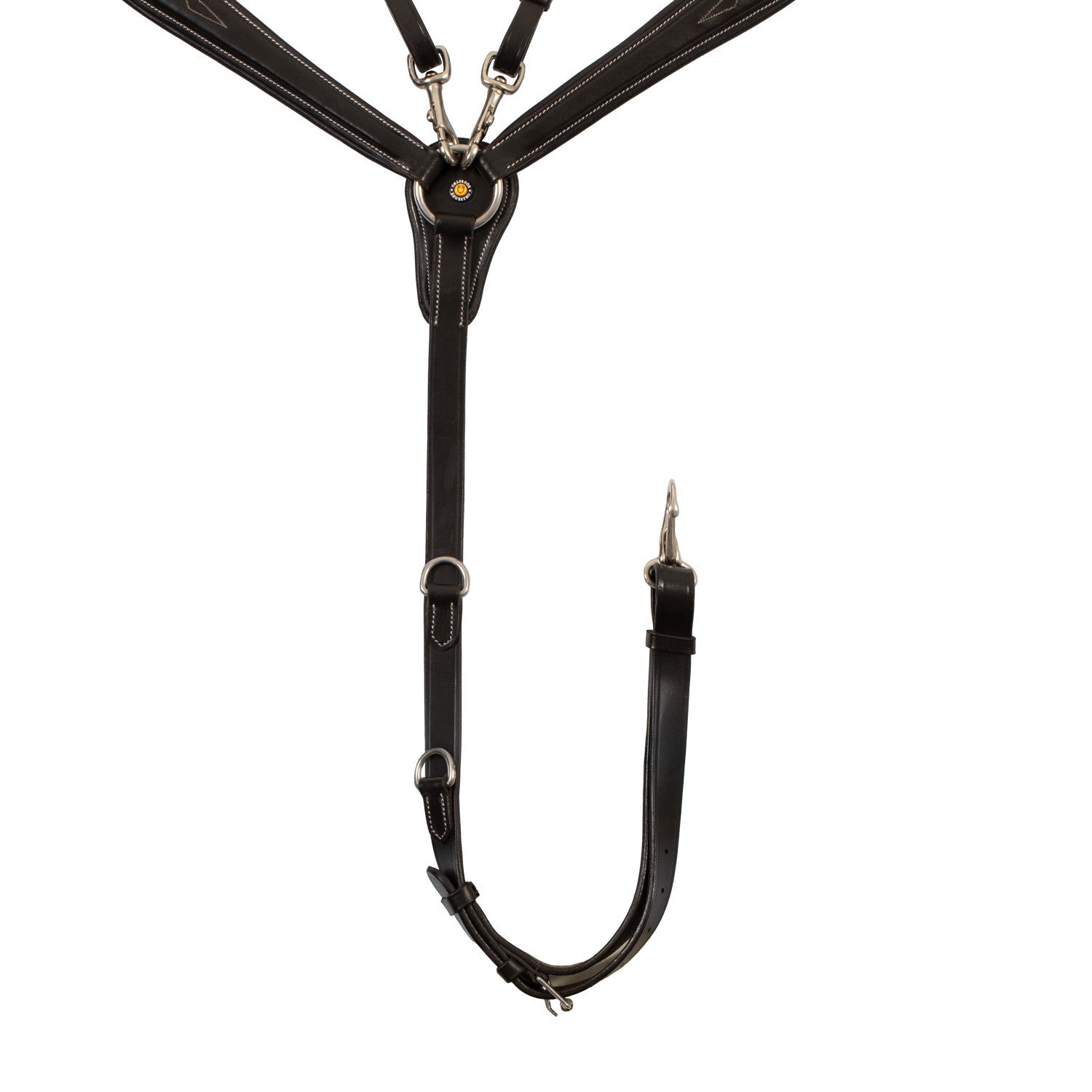Pechopetral de cuero con costuras decorativas y martingala desmontable Equestro - Marrón oscuro