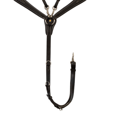 Pechopetral de cuero con costuras decorativas y martingala desmontable Equestro - Marrón oscuro