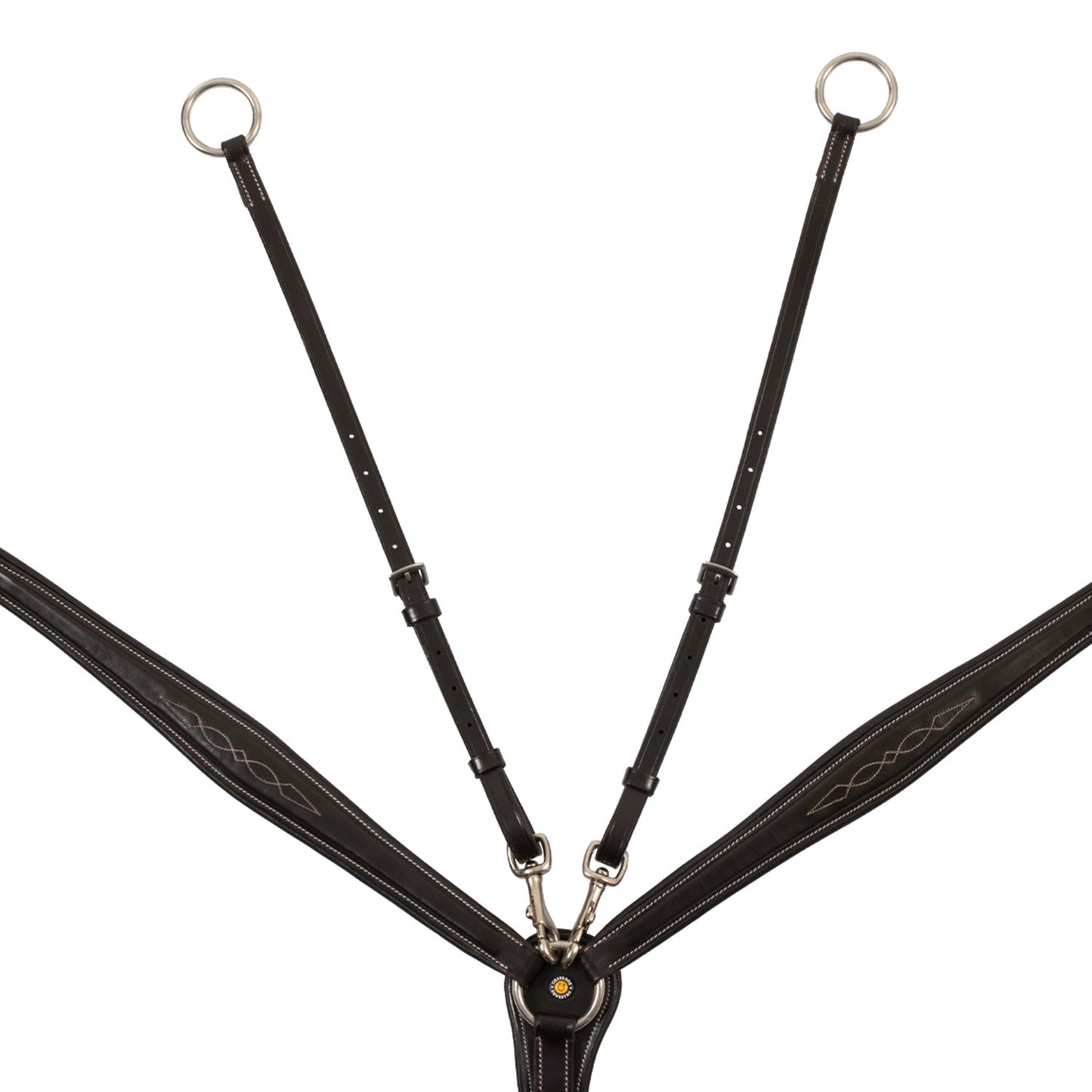 Pechopetral de cuero con costuras decorativas y martingala desmontable Equestro - Marrón oscuro