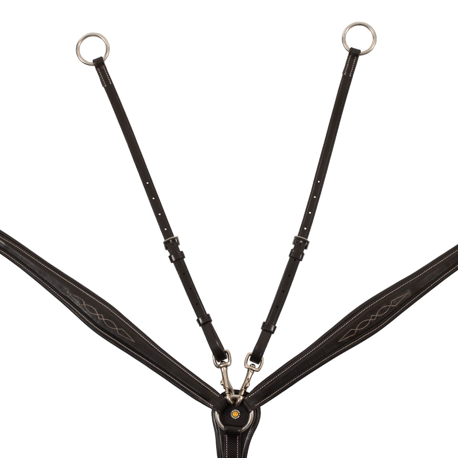 Pechopetral de cuero con costuras decorativas y martingala desmontable Equestro - Marrón oscuro