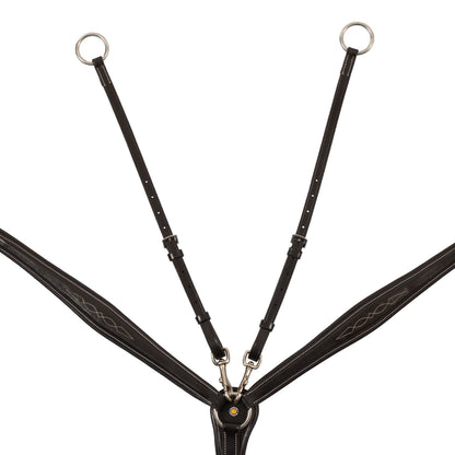 Pechopetral de cuero con costuras decorativas y martingala desmontable Equestro - Marrón oscuro