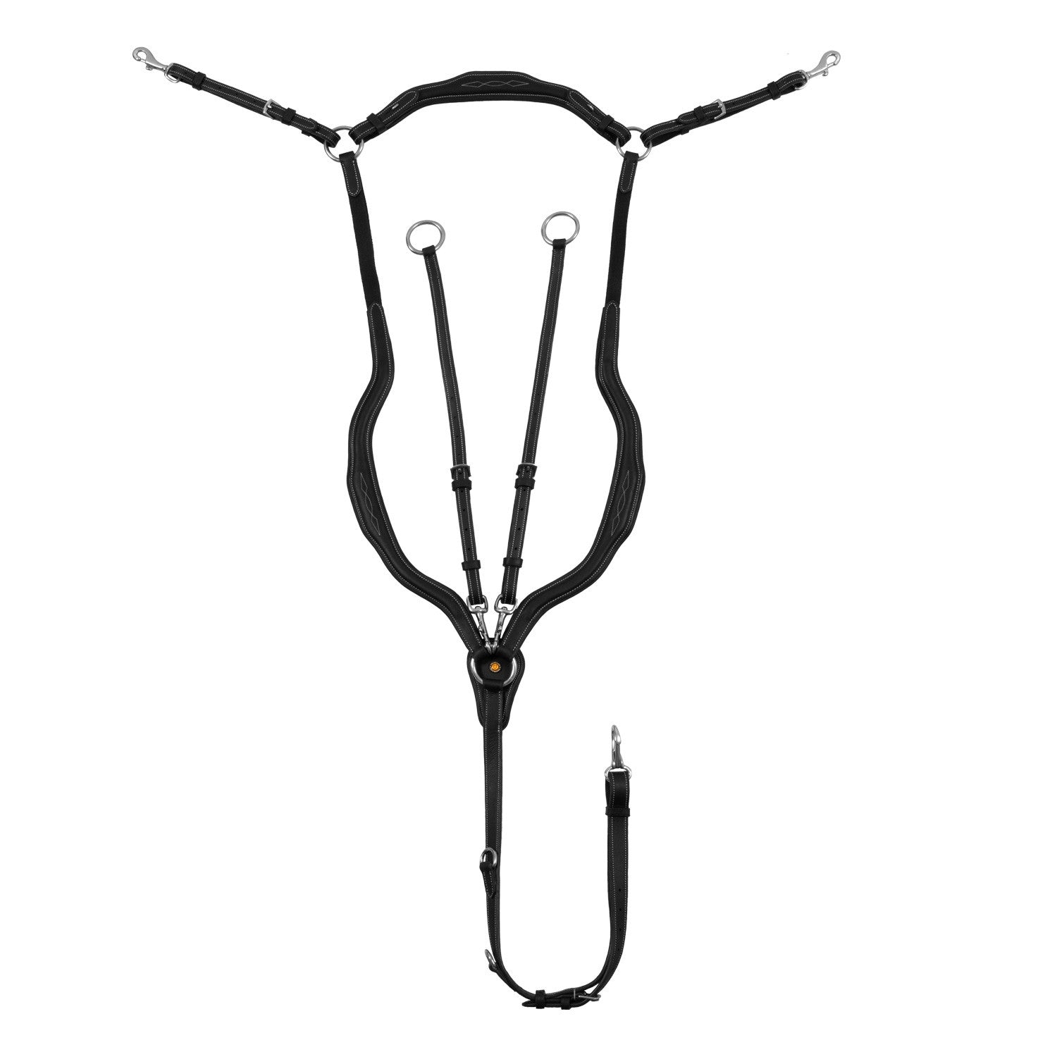 Pechera de cuero suave con costuras decorativas moldeada y martingala desmontable Equestro
