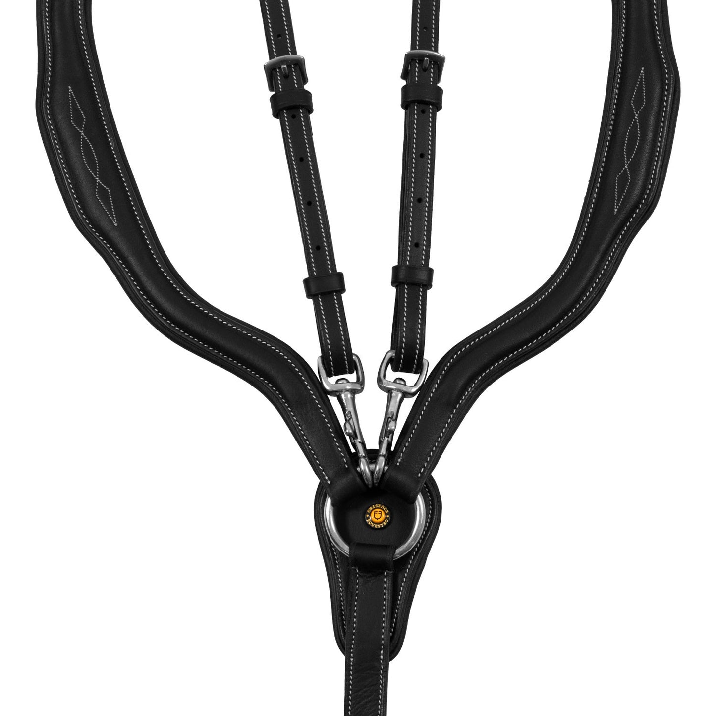 Pechera de cuero suave con costuras decorativas moldeada y martingala desmontable Equestro - Negro