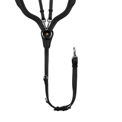 Pechera de cuero suave con costuras decorativas moldeada y martingala desmontable Equestro - Negro
