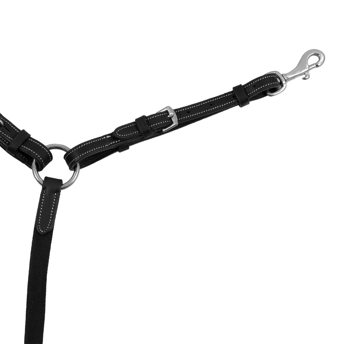 Pechera de cuero suave con costuras decorativas moldeada y martingala desmontable Equestro - Negro